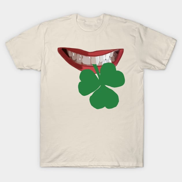 Mouth Biting Shamrock for St Patricks Day T-Shirt by ellenhenryart